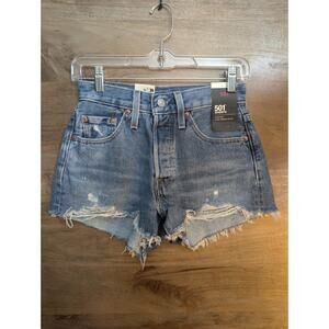 Levi's 501 Cut Off Shorts Womens 24 Blue High Rise Fitted Through 563270081 NWT